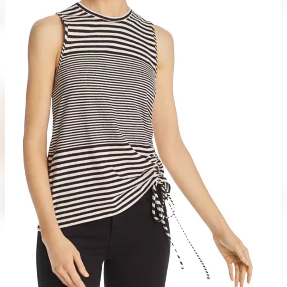 NWT Joie $128 Columba Striped Tank Top Size XS Black & White